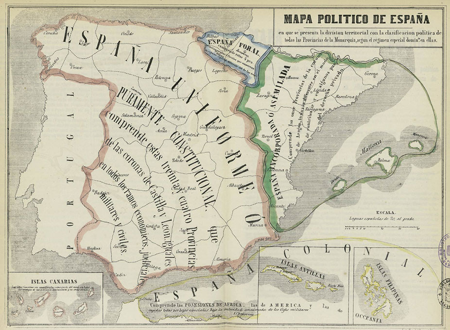 Political Map of Spain from 1850