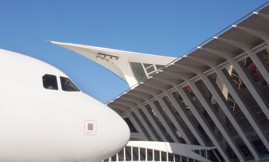 Plane at Bilbao's airport, Spain
